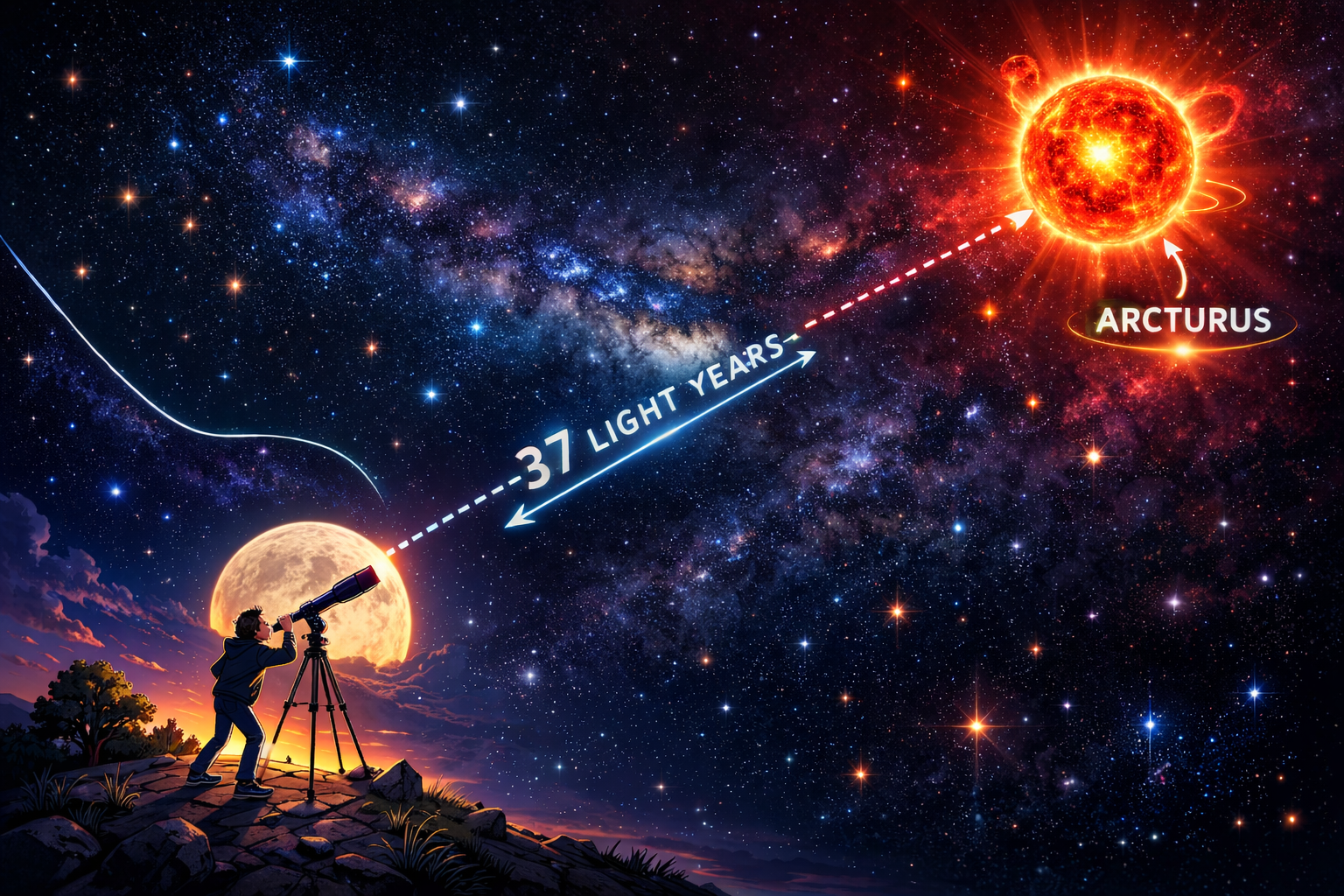 View of Arcturus through an Earth telescope